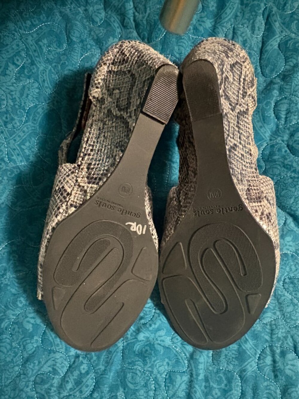 Gentle Souls by Kenneth Cole Snake Printed Leather Wedges Women's Size 10 - Picture 7 of 7